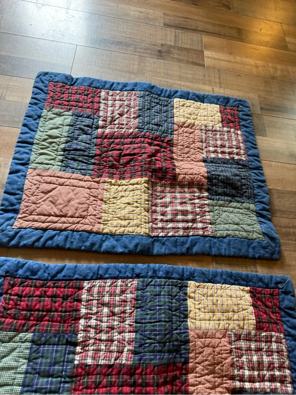 Nobility Dillards quilted look denim colorful pillow cases. Flaw